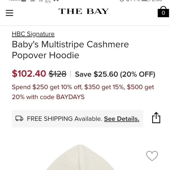 Cashmere Hudson's Bay stripes Baby sweater & cotton Onsie, Sz 0-6m - Picture 4 of 8